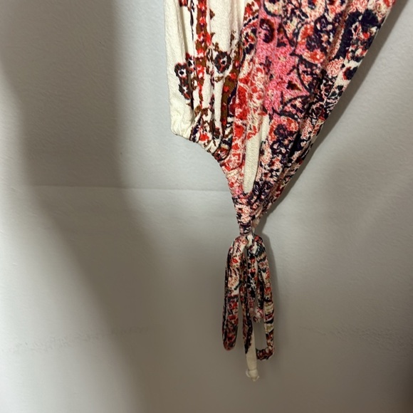 Free People All Dolled Up Longsleeve Boho Dress Burgundy Ivory Size Small - Picture 3 of 6